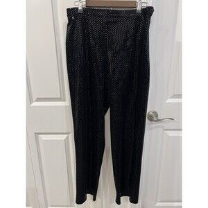 Ladies Notations Sequin-look Black Wide Leg Stretchy Dress Pants M Holiday Glam